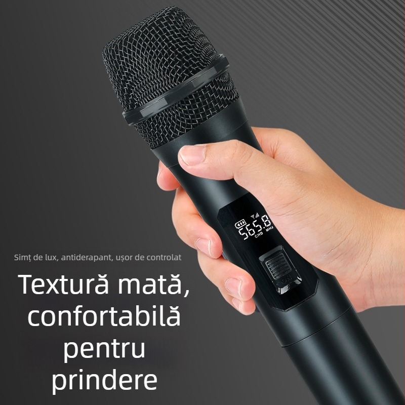 Sistem fără fir microfoane 1-la-4 pentru karaoke acasă și scenă, microfon dinamic, răspuns în frecvență 60Hz-15kHz, SNR ≥75dB, 110-220V, fără baterie încorporată