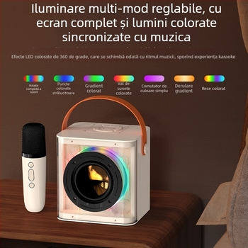 Boxă Bluetooth pentru karaoke cu microfon încorporat (Bluetooth 5.2; baterie încorporată 1000-1200 mAh; putere 10 W; răspuns în frecvență 100 Hz-20 kHz; SNR ≥70 dB)