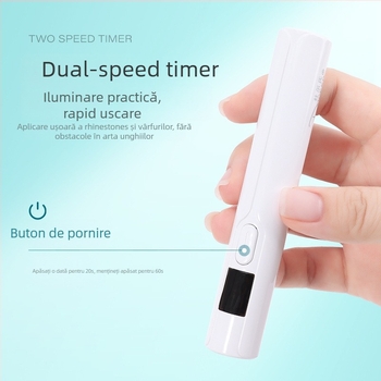 Lampa portabilă pentru unghii P11 de la Duer's, lampă mini pentru manichiură cu terapie luminoasă, uscare rapidă și afișaj de încărcare