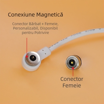 Zero ao cablu magnetic de încărcare cu cap magnetic, conectare unghiulară, magnet N52, compatibil cu lanterne, adaptoare, dispozitive inteligente purtabile și lămpi.