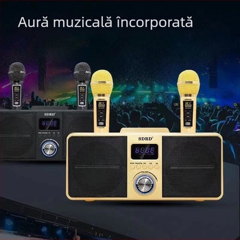 SD309 Sistem karaoke all-in-one cu microfon încorporat, Bluetooth stereo, conectivitate TV și telefon — baterie 4000–6000 mAh; răspuns în frecvență 100 Hz–20 kHz; SNR ≥70 dB; putere nominală 20 W; autonomie 3–6 ore
