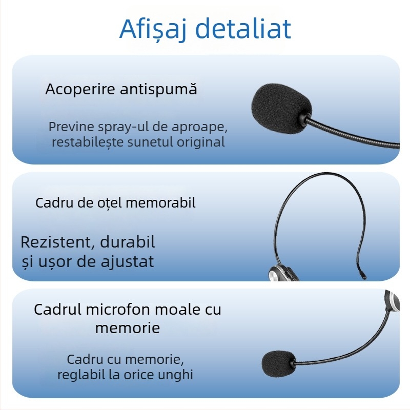 Microfon headset pentru profesori, cu agăţare la ureche, Lavalier, Omnidirecțional, 40 Hz–20 kHz, autonomie baterie 6–8 ore