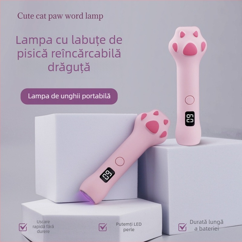 Lampă portabilă pentru manichiură Cat Claw, lampă foto-terapie compactă pentru unghii, model Cat Claw One Word Lamp