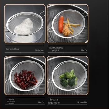 Sită din oțel inoxidabil pentru bucătărie cu filtru fin — protecție împotriva arsurilor, cârlig unic, design modern minimalist, origine Yiwu