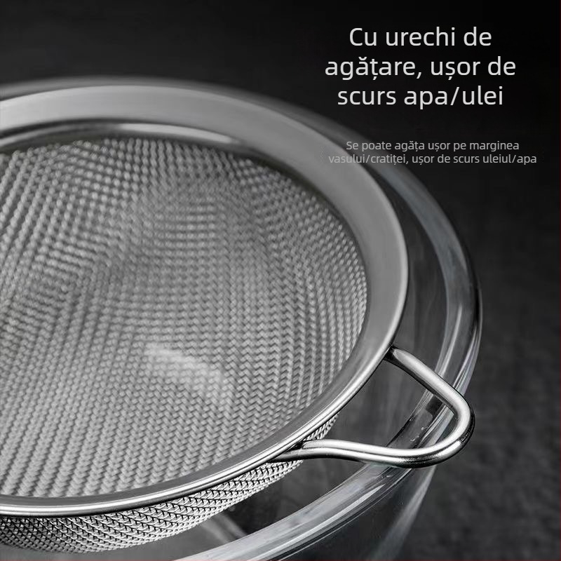 Sită din oțel inoxidabil pentru bucătărie cu filtru fin — protecție împotriva arsurilor, cârlig unic, design modern minimalist, origine Yiwu