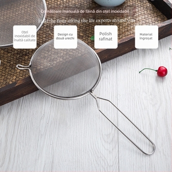 Hengjia sită din oțel inoxidabil pentru bucătărie, cu două urechi, filtrare pentru ulei, sucuri, lapte de soia și ceai cu lapte