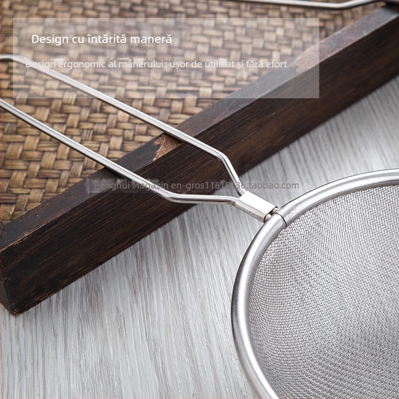 Hengjia sită din oțel inoxidabil pentru bucătărie, cu două urechi, filtrare pentru ulei, sucuri, lapte de soia și ceai cu lapte