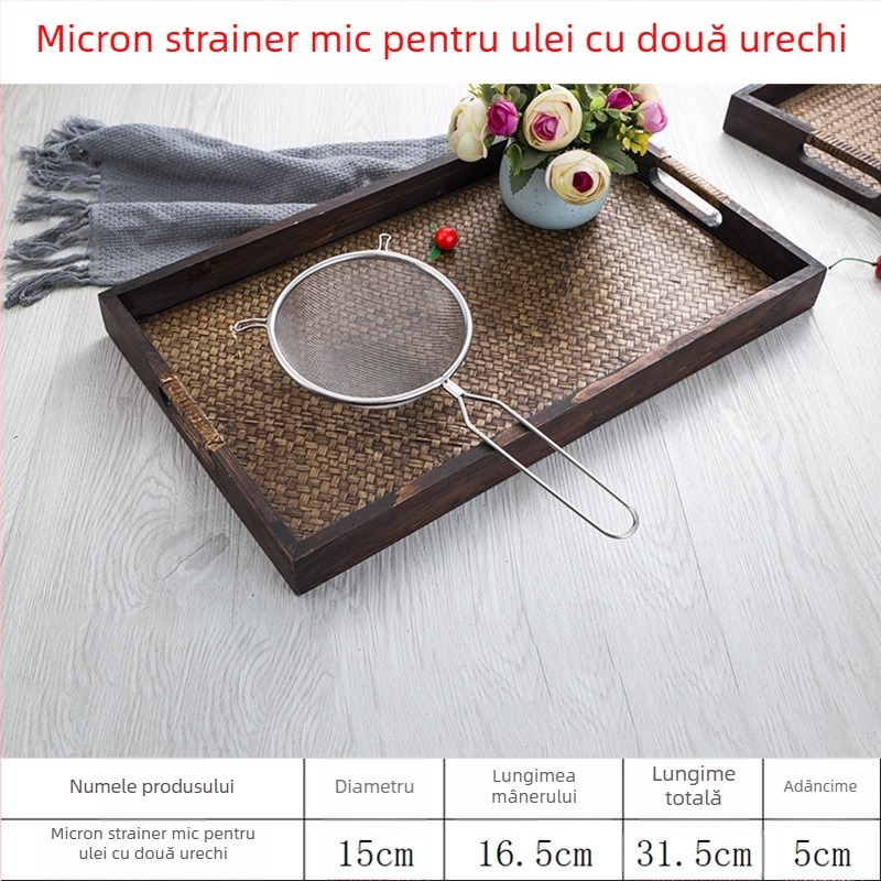 Hengjia sită din oțel inoxidabil pentru bucătărie, cu două urechi, filtrare pentru ulei, sucuri, lapte de soia și ceai cu lapte