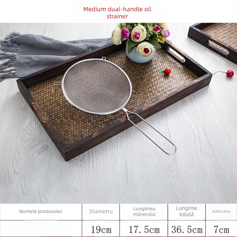 Hengjia sită din oțel inoxidabil pentru bucătărie, cu două urechi, filtrare pentru ulei, sucuri, lapte de soia și ceai cu lapte