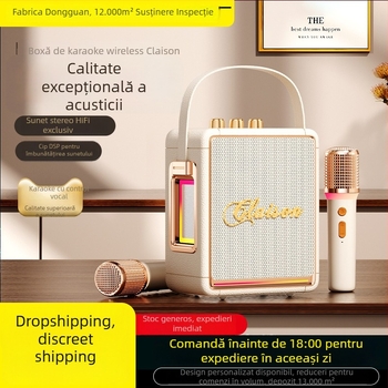 Boxă karaoke Bluetooth cu microfon, All-in-One, 40W, baterie încorporată 2000–4000mAh, Bluetooth 5.3, interval de frecvențe 40Hz–20kHz, IPX4, două boxe, Hi‑Fi sunet