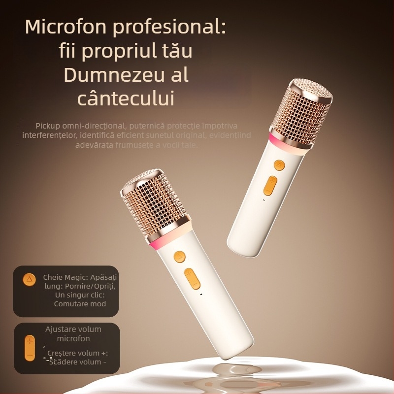 Boxă karaoke Bluetooth cu microfon, All-in-One, 40W, baterie încorporată 2000–4000mAh, Bluetooth 5.3, interval de frecvențe 40Hz–20kHz, IPX4, două boxe, Hi‑Fi sunet