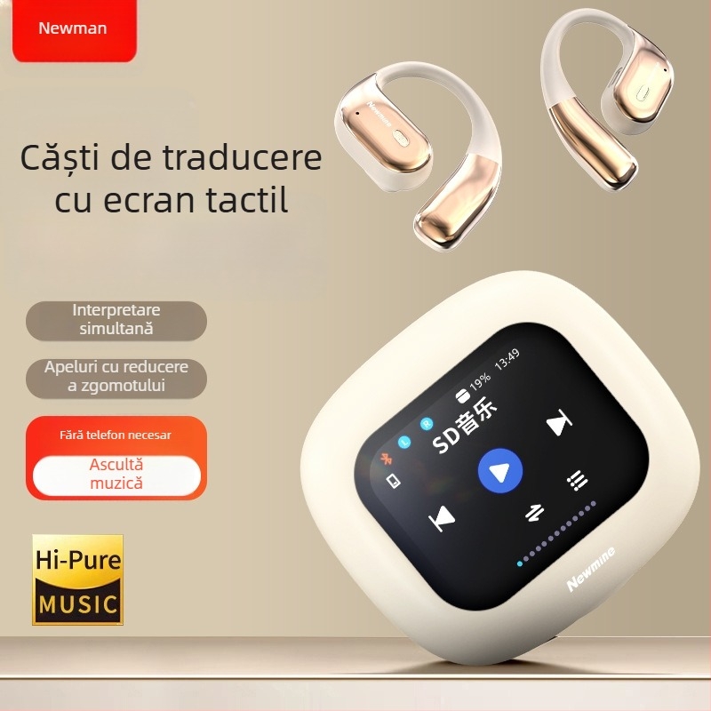Newman K16 căști Bluetooth cu design deschis și traducere, rază de 10 m, control prin atingere, afișaj de putere