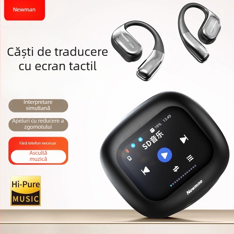 Newman K16 căști Bluetooth cu design deschis și traducere, rază de 10 m, control prin atingere, afișaj de putere