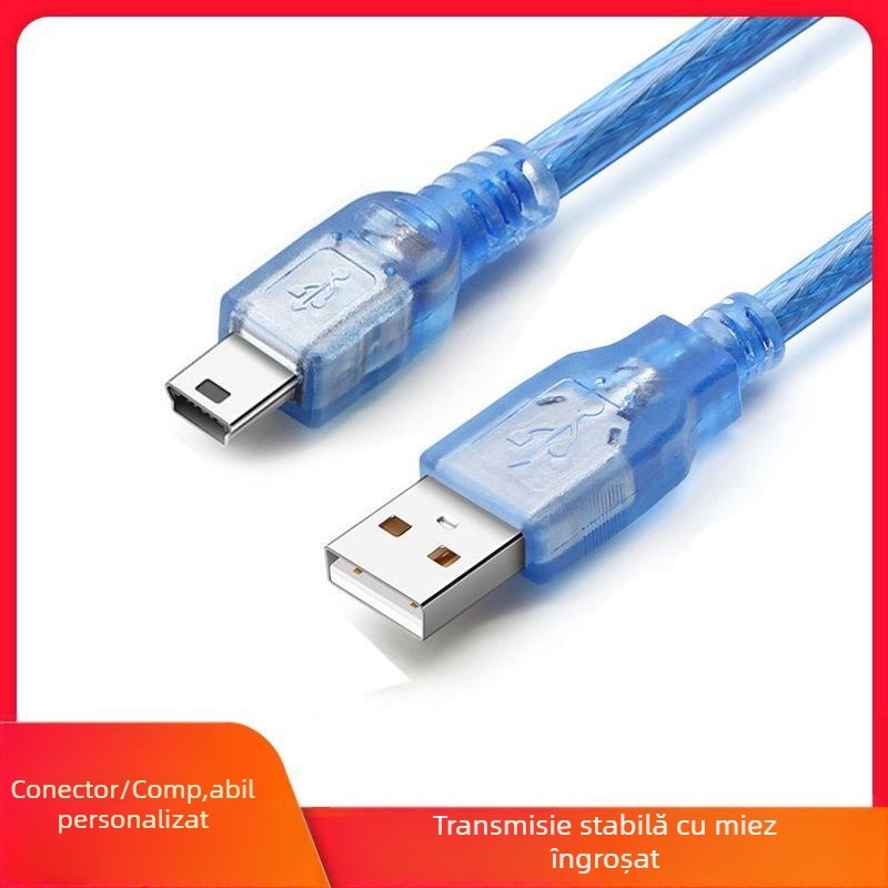  Cablu de date USB 2.0 mini, interfață în formă de T, cablu A/5P, pentru tablete, MP3 playere, hard disk-uri, camere și navigație auto