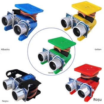 Keyes Modul Ultrasonic de Evitare a Obstacolelor pentru Mașina Inteligentă cu Microcontroler, Kit PTZ cu Servo și Suport — Pentru Jucării și Roboți de Mașini Inteligente, Lot RT