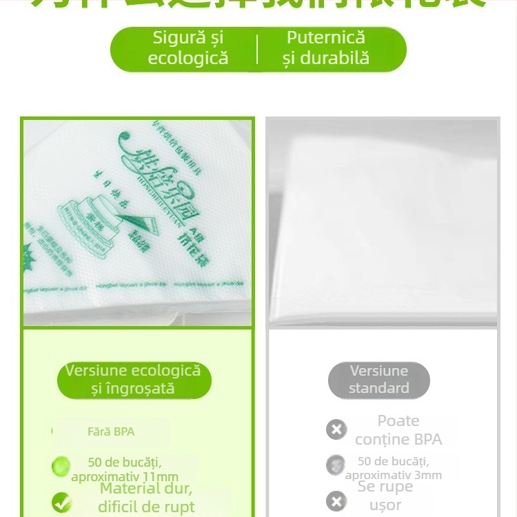 Set de pungile de decorare: pungile de decorare de unică folosință pentru cofetărie, 100 bucăți, pungile groase pentru utilizare multiplă, material din floare de mătase