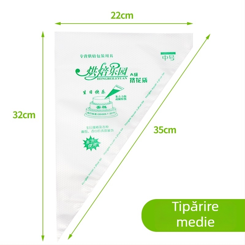 Set de pungile de decorare: pungile de decorare de unică folosință pentru cofetărie, 100 bucăți, pungile groase pentru utilizare multiplă, material din floare de mătase