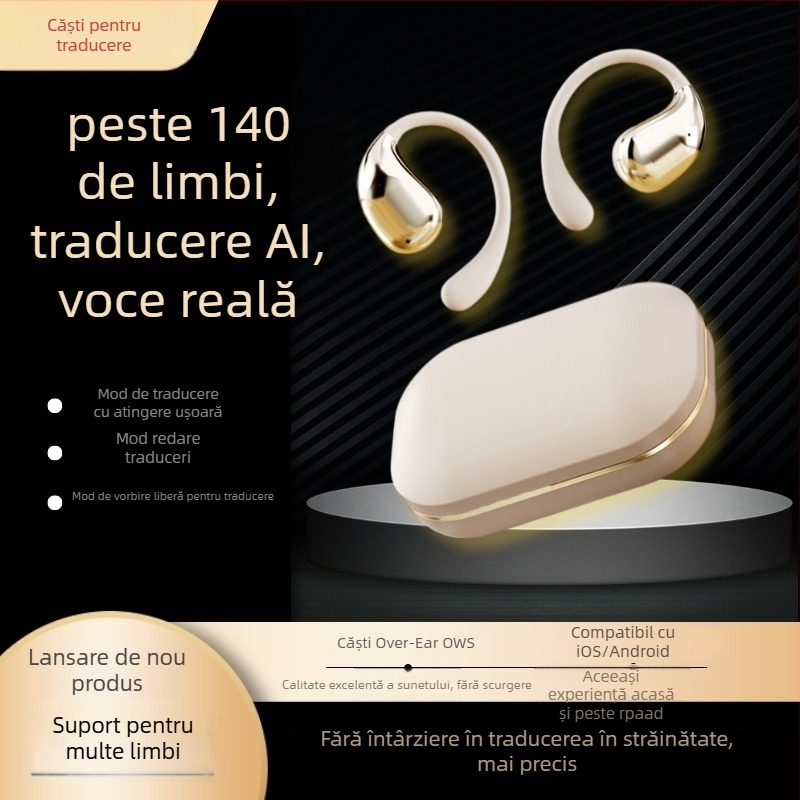 EverTouch DW32 AI headset translator Bluetooth pentru călătorii – translator multilingv, Bluetooth 4.0, compatibil cu iOS & Android