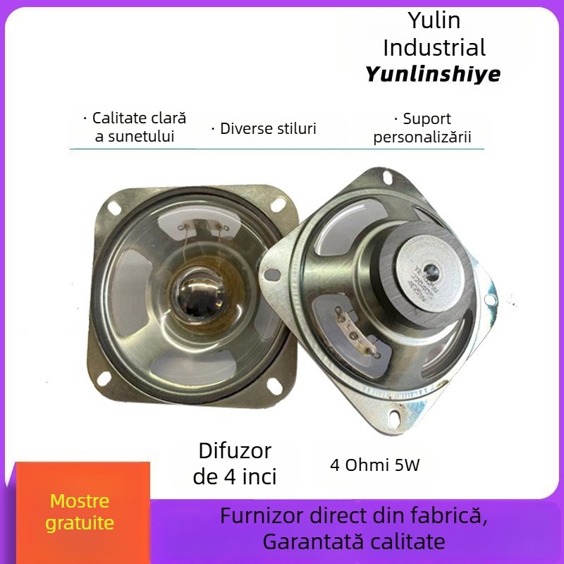 Difuzor personalizat, pătrat, cu răspuns full-range, 4Ω, 5W, model 220405, diafragmă din material non-papier