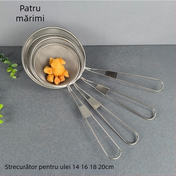 Skimmer din oțel inoxidabil cu sită fină pentru ulei și lichide — oțel inoxidabil non-magnetic, protecție împotriva arsurilor, design minimalist modern, cod produs T325