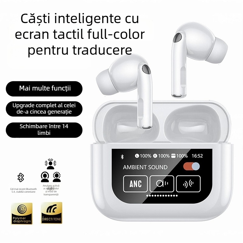 YW07 Căști de traducere Bluetooth – 144 de limbi, ecran tactil actualizat, pentru întâlniri și învățare
