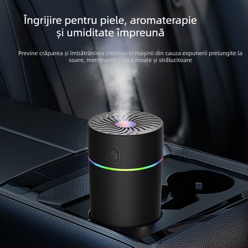 Umidificator de aer pentru mașină cu aromaterapie, atomizor mic și purificator, 3 prize pentru ceață, rezervor de apă >10 L, alimentare cu baterie uscată, tensiune ≤36V