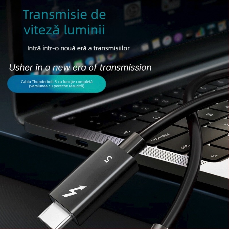Cablu de date Thunderbolt 5 Type-C, 80 Gbps, 8K60Hz, încărcare rapidă 240W