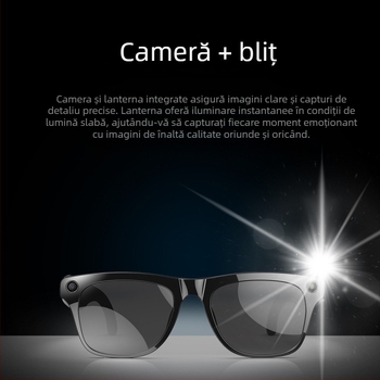 Ochelari inteligenți cu cameră de 1 MP, traducere și recunoaștere de obiecte, montură pe cap, baterie 260 mAh