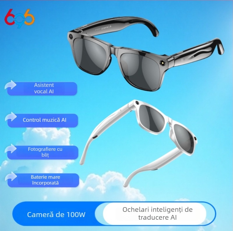Ochelari inteligenți cu cameră de 1 MP, traducere și recunoaștere de obiecte, montură pe cap, baterie 260 mAh