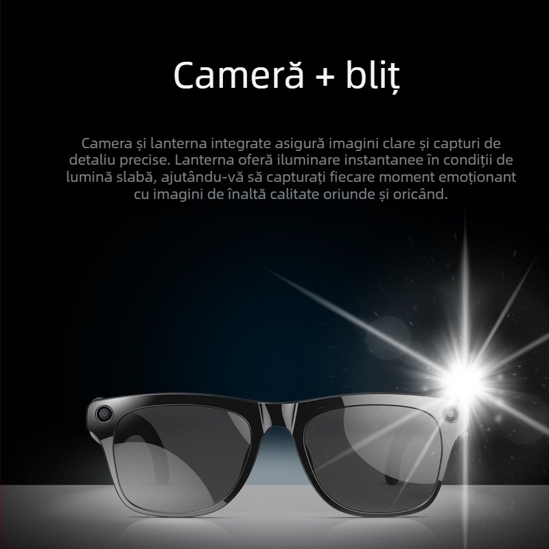 Ochelari inteligenți cu cameră de 1 MP, traducere și recunoaștere de obiecte, montură pe cap, baterie 260 mAh