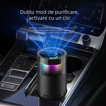 Purificator de aer pentru mașină cu filtru HEPA compozit și ioni negativi — Model K-3, alimentare USB, 2W, concentrația ionilor negativ 500, potrivit pentru până la 10 m²