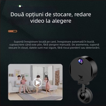 H6 Cameră inteligentă de supraveghere pentru casă, interior/exterior, Wi-Fi, 720p HD, rază 10-30 m, necesită card de memorie
