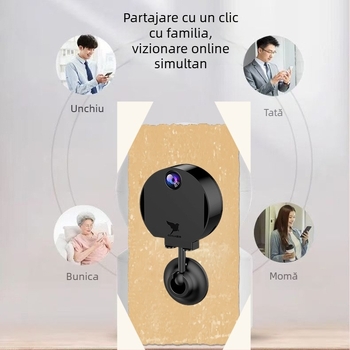 H6 Cameră inteligentă de supraveghere pentru casă, interior/exterior, Wi-Fi, 720p HD, rază 10-30 m, necesită card de memorie