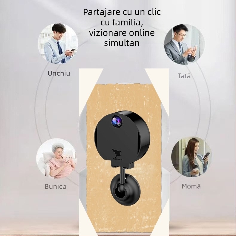 H6 Cameră inteligentă de supraveghere pentru casă, interior/exterior, Wi-Fi, 720p HD, rază 10-30 m, necesită card de memorie