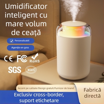 Umidificator casnic, coloană compactă, funcționare silențioasă, alimentare USB, rezervor 1,0–2,5 L, acoperire 41–60 m²
