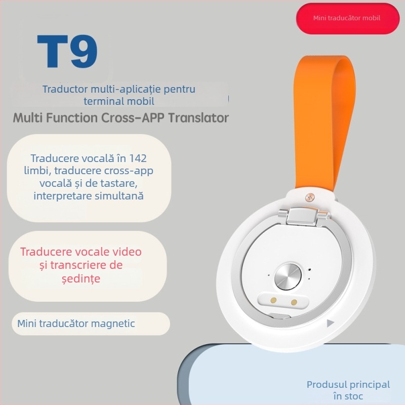 Translator vocal Cross-App cu suport magnetic – traducere pentru apeluri vocale și video, minutele întâlnirilor, compatibil Android și iOS, Bluetooth