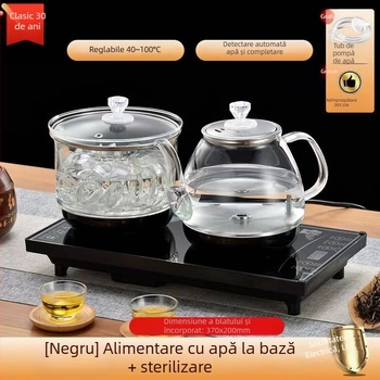 Fierbător electric din sticlă borosilikat, 2 L, 1300 W, încălzire pe bază, întrerupere automată