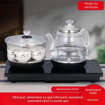 Fierbător electric din sticlă borosilikat, 2 L, 1300 W, încălzire pe bază, întrerupere automată