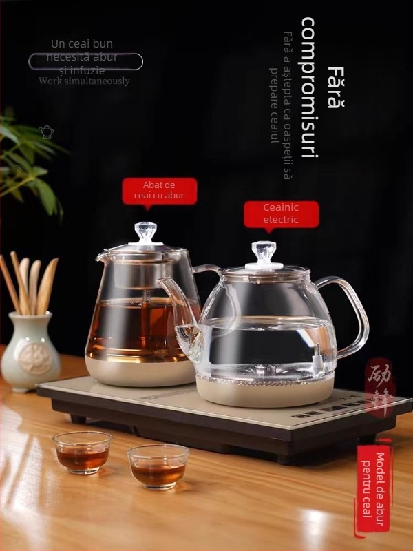 Fierbător electric din sticlă borosilikat, 2 L, 1300 W, încălzire pe bază, întrerupere automată