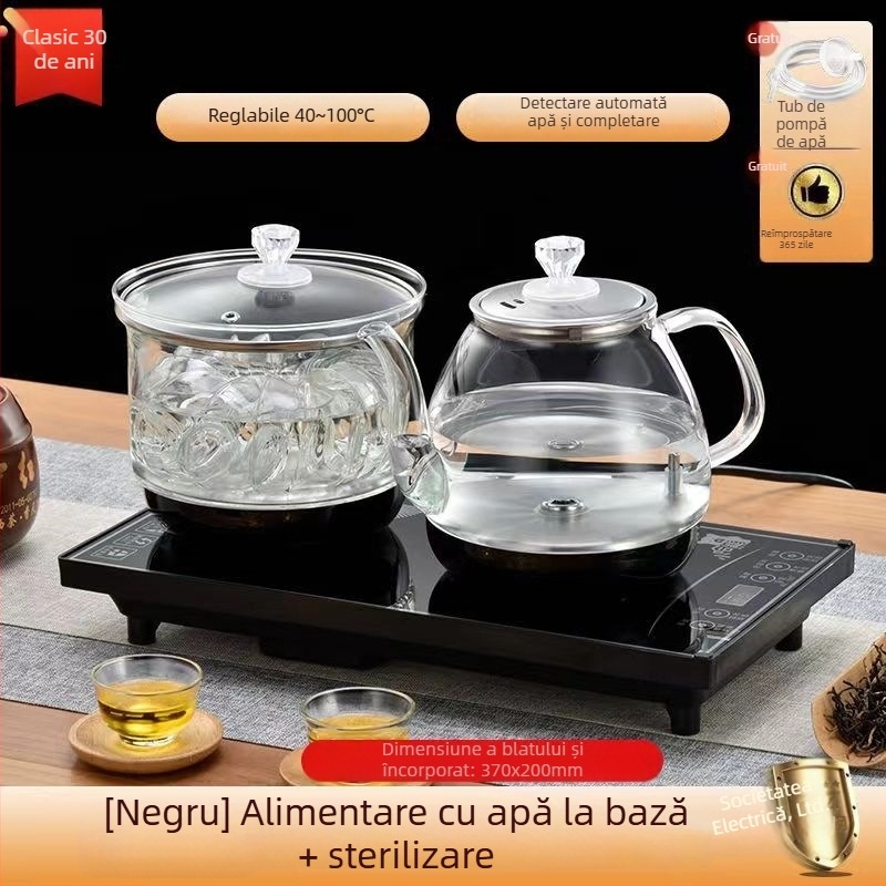 Fierbător electric din sticlă borosilikat, 2 L, 1300 W, încălzire pe bază, întrerupere automată