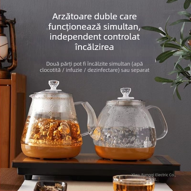 Fierbător electric din sticlă borosilikat, 2 L, 1300 W, încălzire pe bază, întrerupere automată