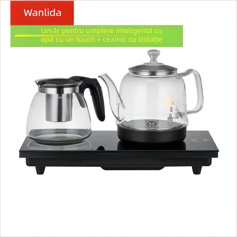 Fierbător electric din sticlă borosilikat, 2 L, 1300 W, încălzire pe bază, întrerupere automată