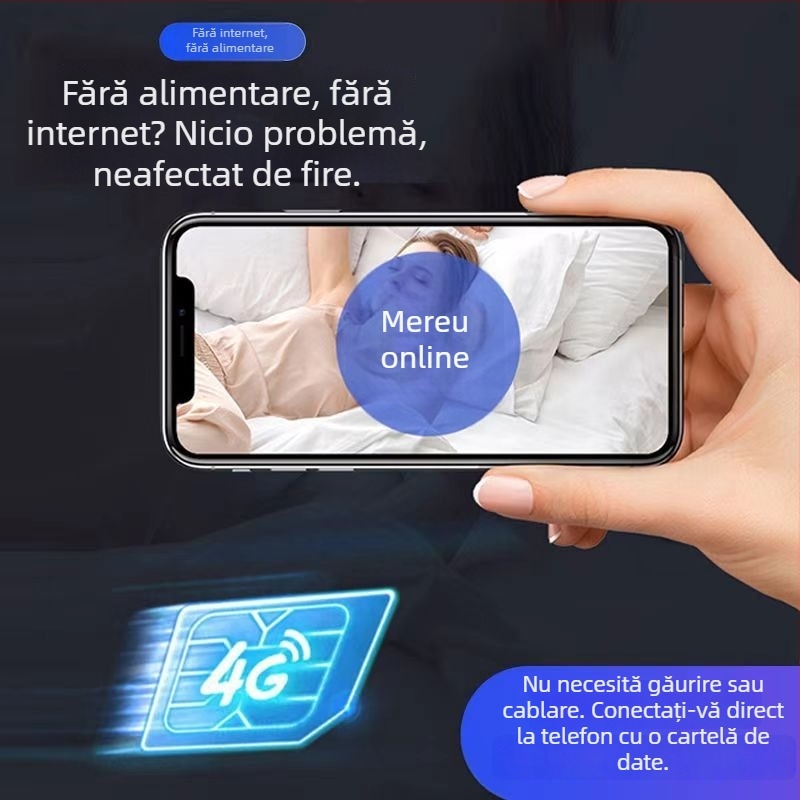 Fără reîncărcare: cameră de supraveghere cu vizualizare nocturnă, Wi‑Fi pentru casă, exterior 4G, monitorizare vocală la distanță