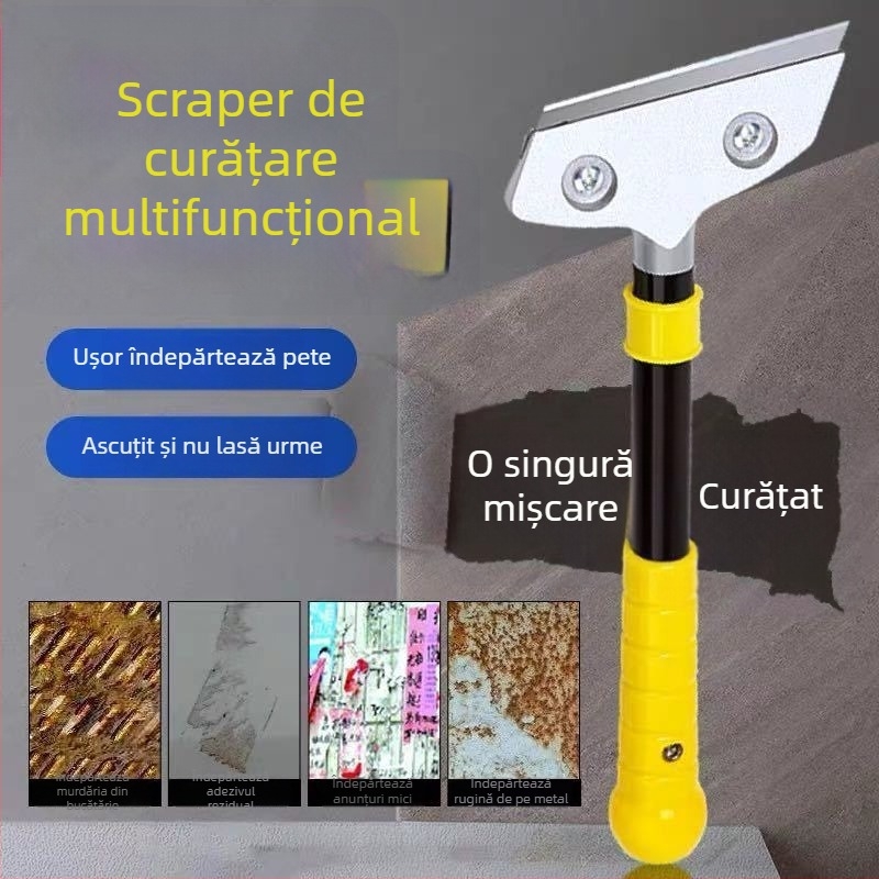 Racletă multifuncțională pentru curățare: îndepărtarea adezivului și a rosturilor pe sticlă, podea și marmură
