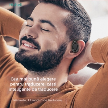 Căști de traducere cu conducție osoasă și Bluetooth – control prin atingere, rază de 10 m, traducere foto și voce, model X3