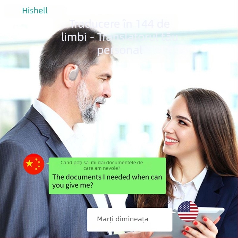 Căști de traducere cu conducție osoasă și Bluetooth – control prin atingere, rază de 10 m, traducere foto și voce, model X3