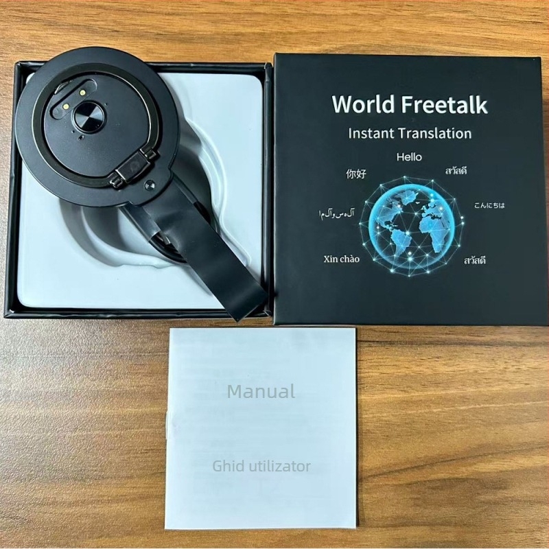 Dispozitiv de traducere vocală și video între aplicații cu suport magnetic - Model Q9, compatibil Android/iOS, Bluetooth, rază de 10 m