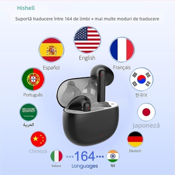 Căști de traducere Max80 pentru limba italiană — Bluetooth, rază de 10 m, control tactil, PC+ABS, traducere audio și video, traducere vocală mutuală, traducere foto, înregistrare întâlniri