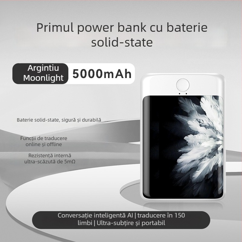 Power Bank cu baterie semi-solidă și AI translator, 5000mAh, PD 3.0, încărcare rapidă 20W, Model C3