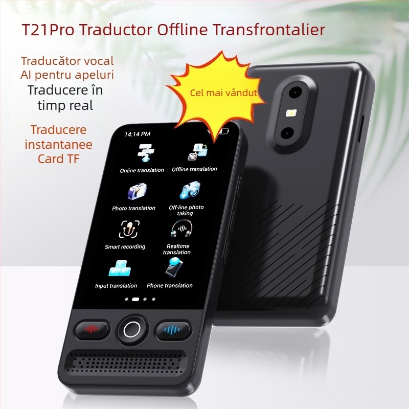 Traducător vocal AI cu traducere simultană multilingvă și traducere offline a fotografiilor — dispozitiv compact, cameră 5 MP, Type-C, 5V 2A, 125 g, ABS